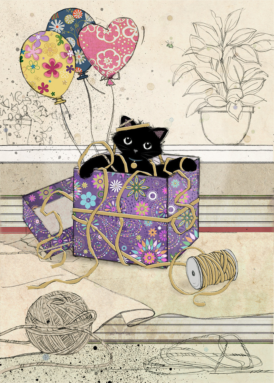 Bug Art Gift Kitty Card