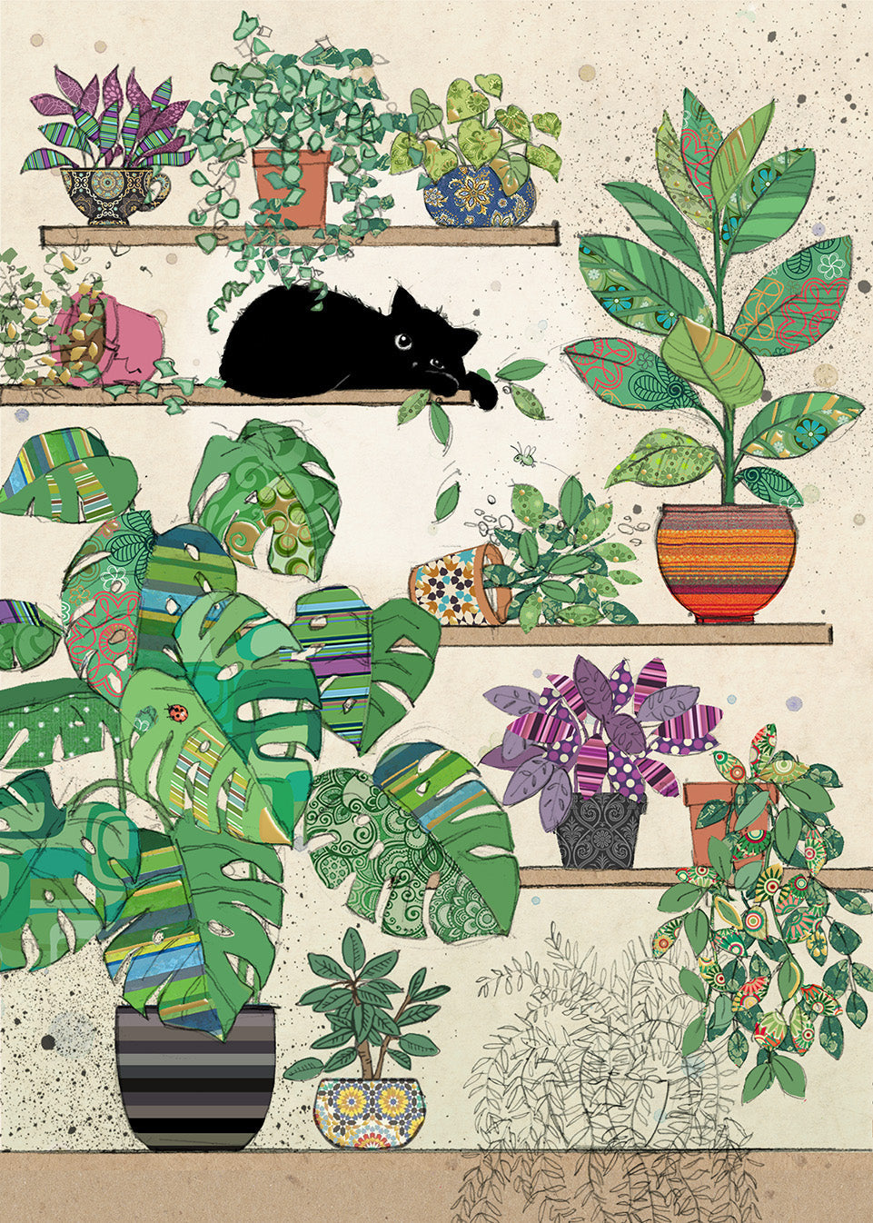 Bug Art Plants Kitty Card
