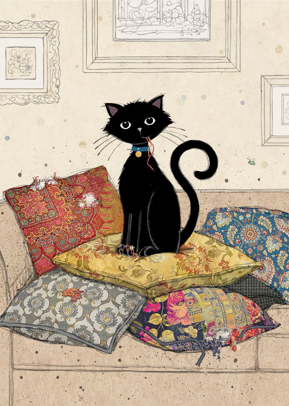 Bug Art Cushion Kitty Card