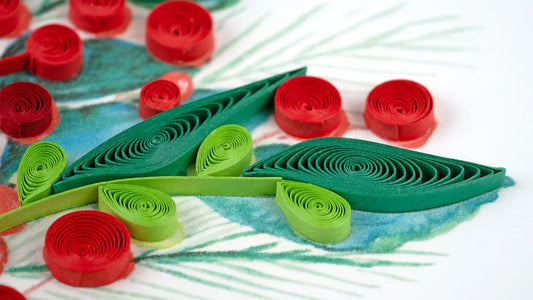 Quilled Holly Berry Bunch Greeting Card