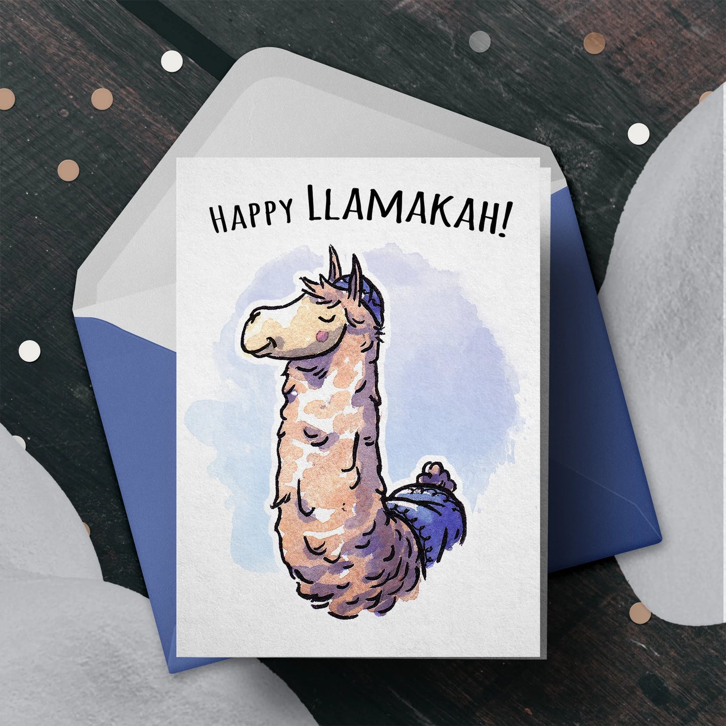 "Happy Llamakah" - Funny Hanukkah Llama Jewish Card
