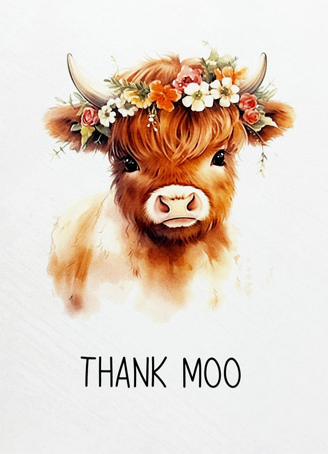 Thank You Card Highland Cow