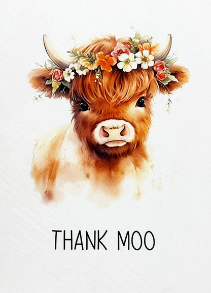 Thank You Card Highland Cow