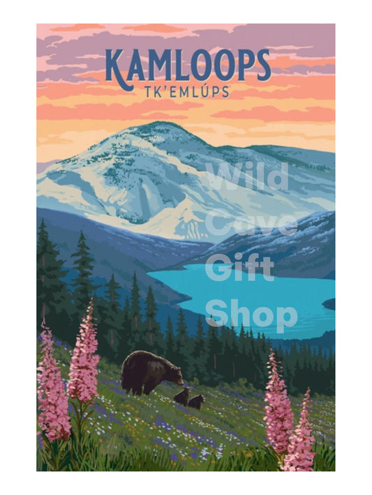 Kamloops Magnet Bear & Spring Flowers