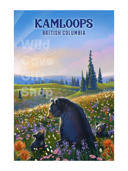 Kamloops Magnet Bear Family in Field