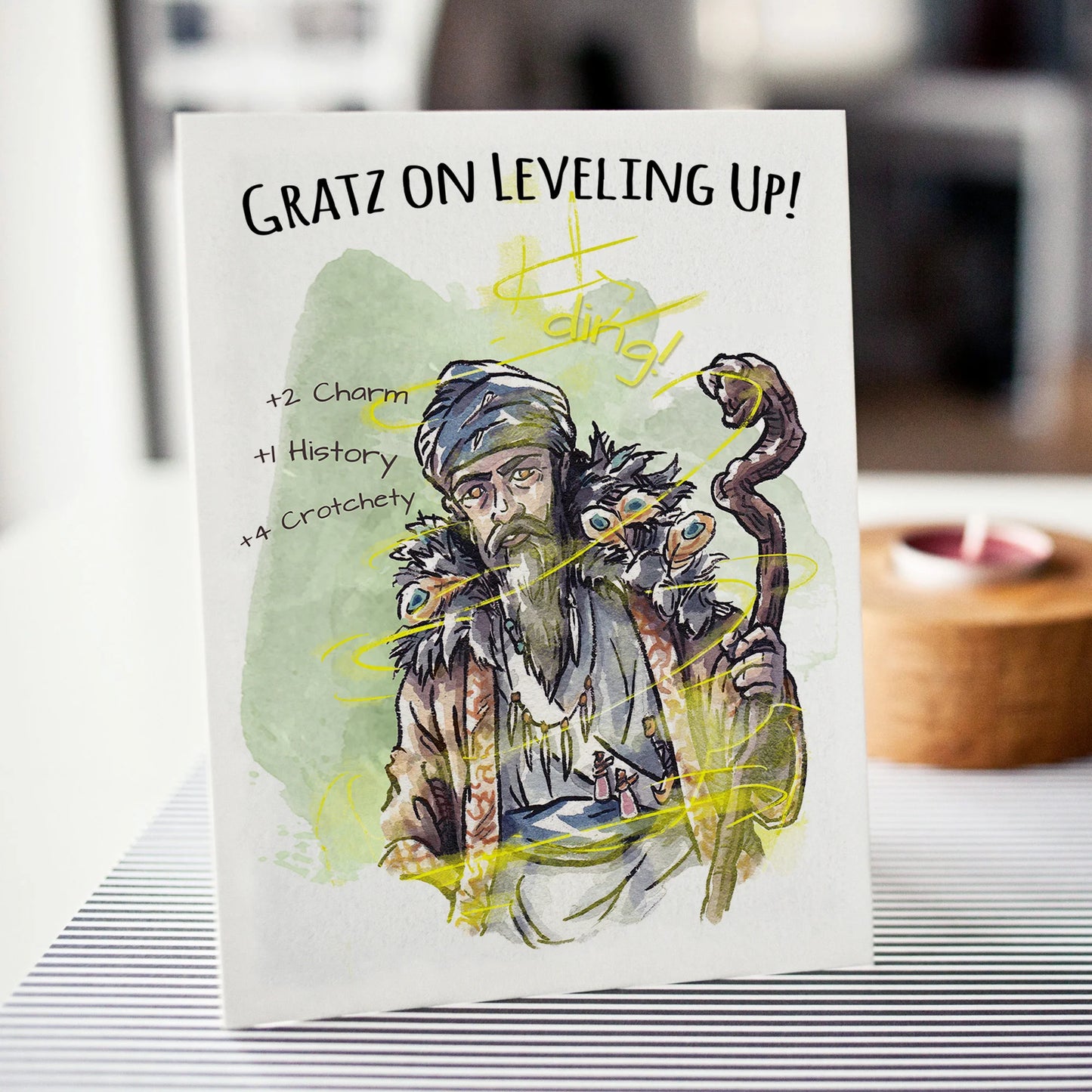 "Gratz on Lvling" (Sorcerer) - D&D Nerdy Gamer Birthday Card