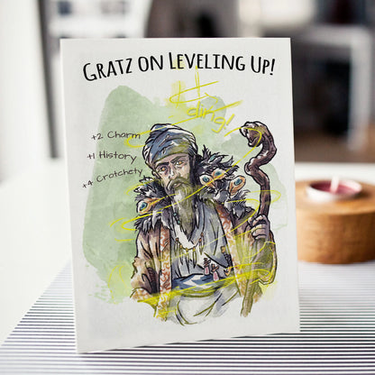 "Gratz on Lvling" (Sorcerer) - D&D Nerdy Gamer Birthday Card