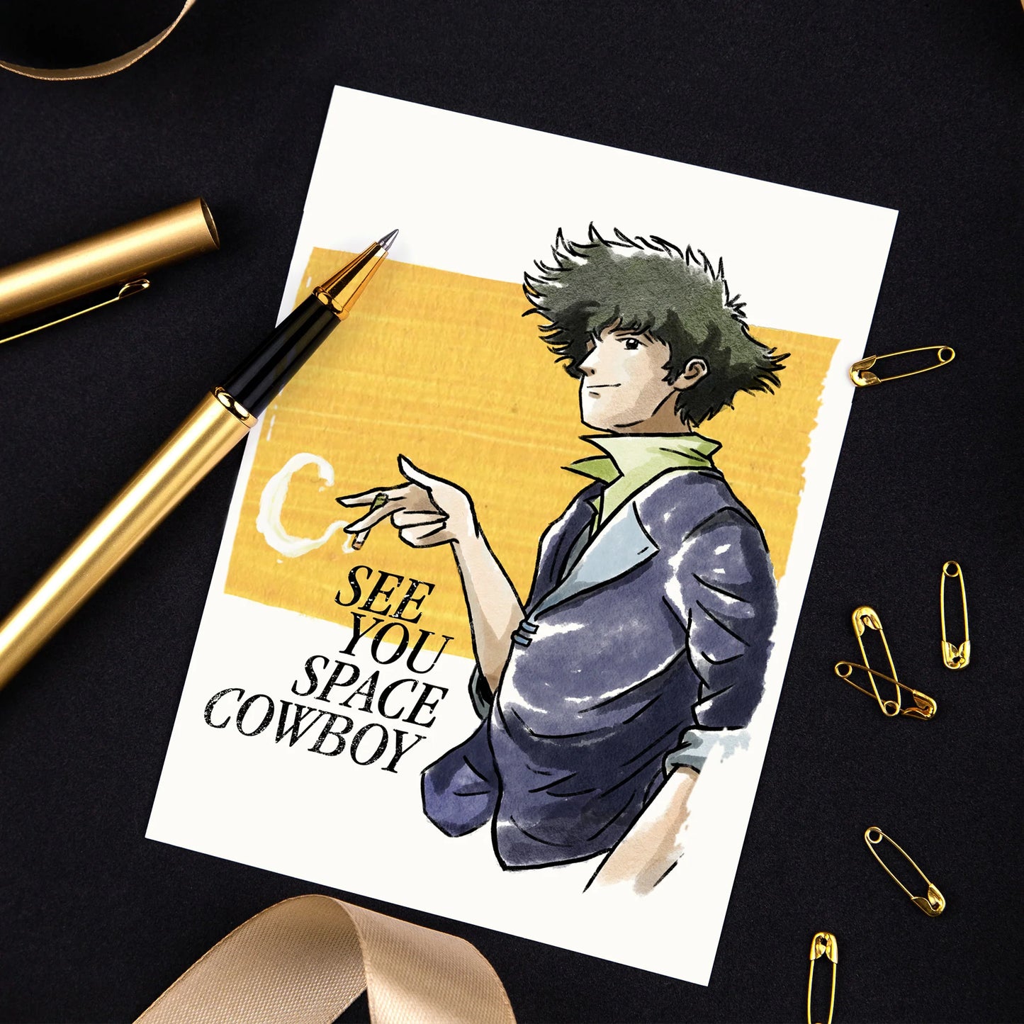 "See You" Space Cowboy Card - Anime Lover Nerd Birthday Card