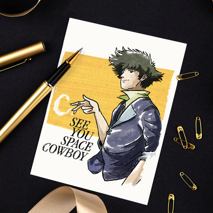 "See You" Space Cowboy Card - Anime Lover Nerd Birthday Card