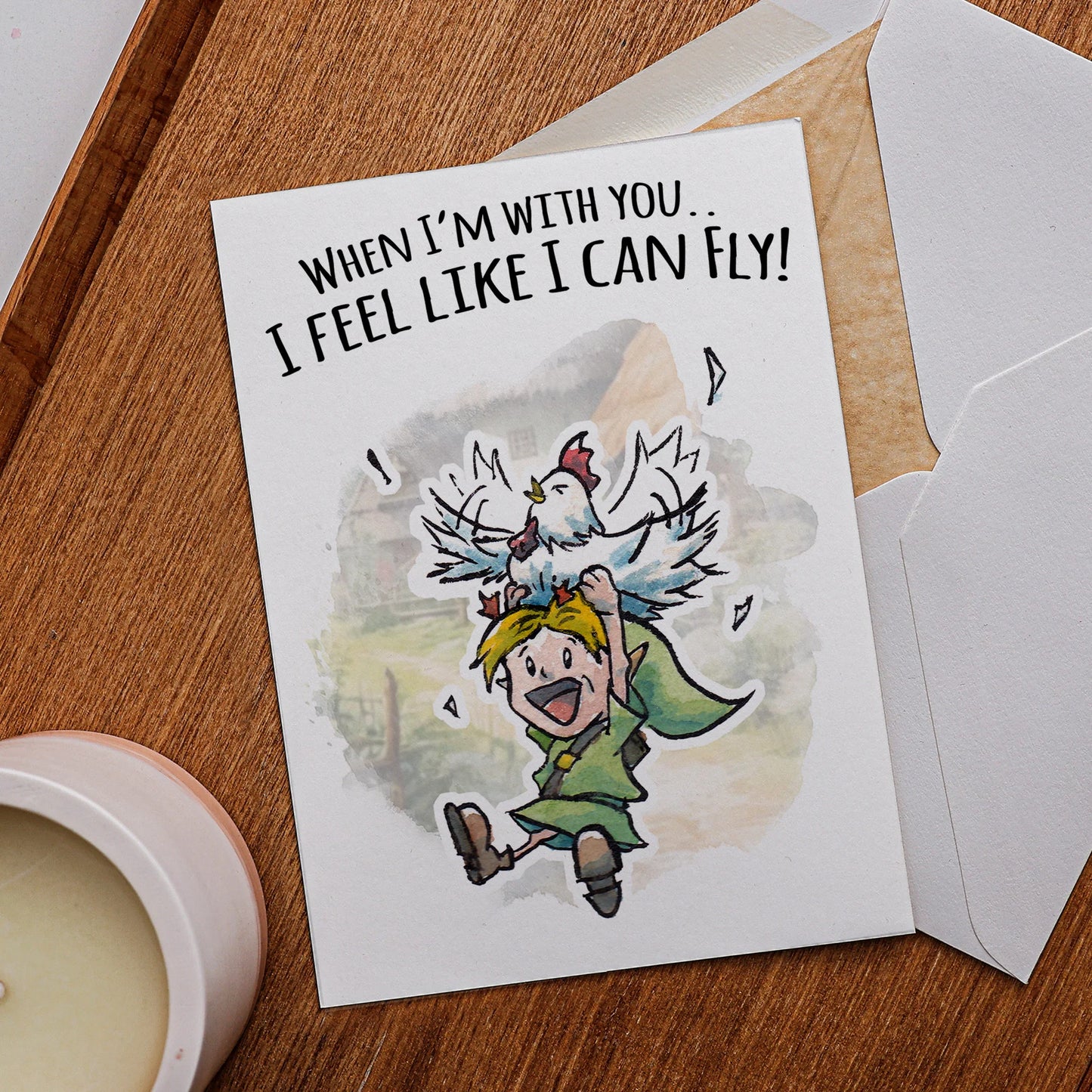 "I Can Fly" - Elf Hero Birthday Valentine Card for Gamer