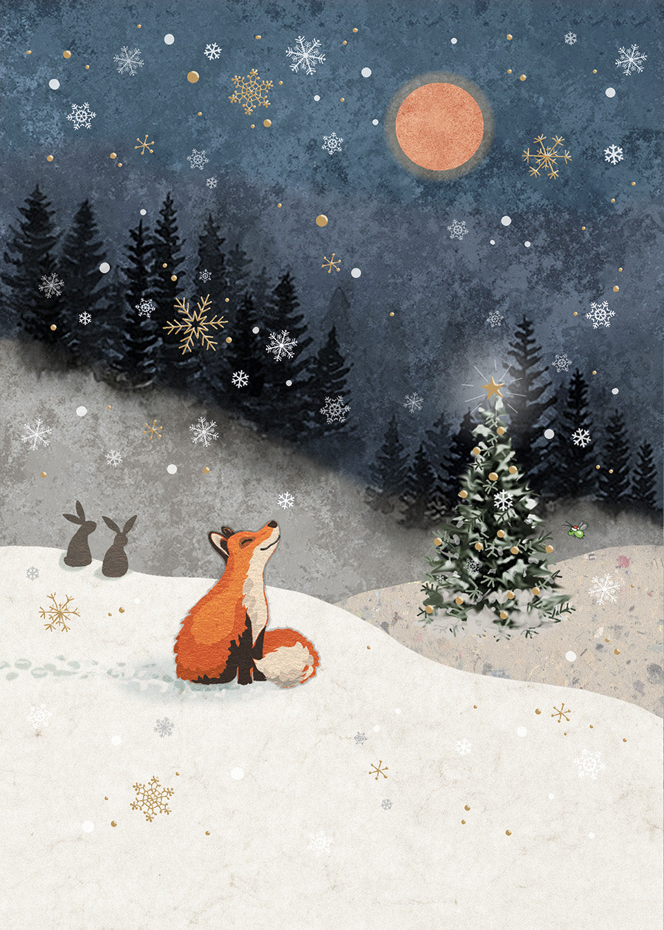 Bug Art Snow Fox Card