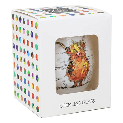 Highland Cow Stemless Wine Glass