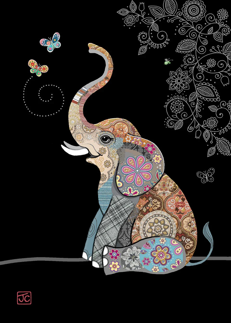 Bug Art Elephant Butterflies Card