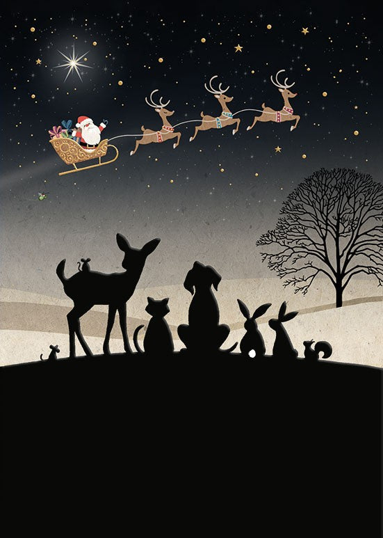 Bug Art Santa Gazing Card