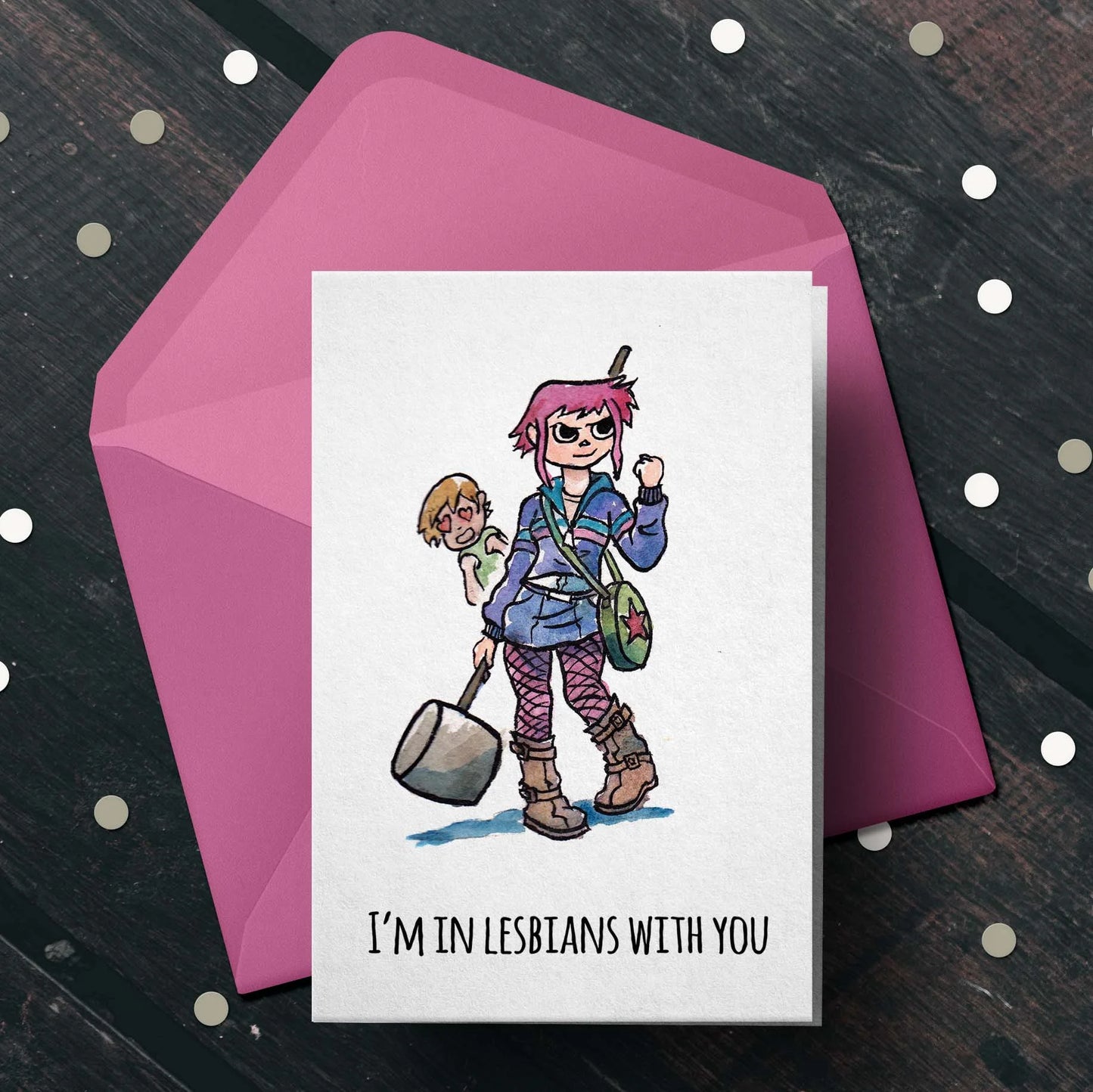 "In Lesbians" - Comic-Inspired Valentines, Anniversary Card
