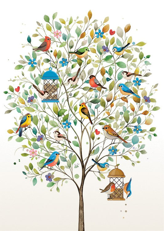 Bug Art Tree of Birds Card