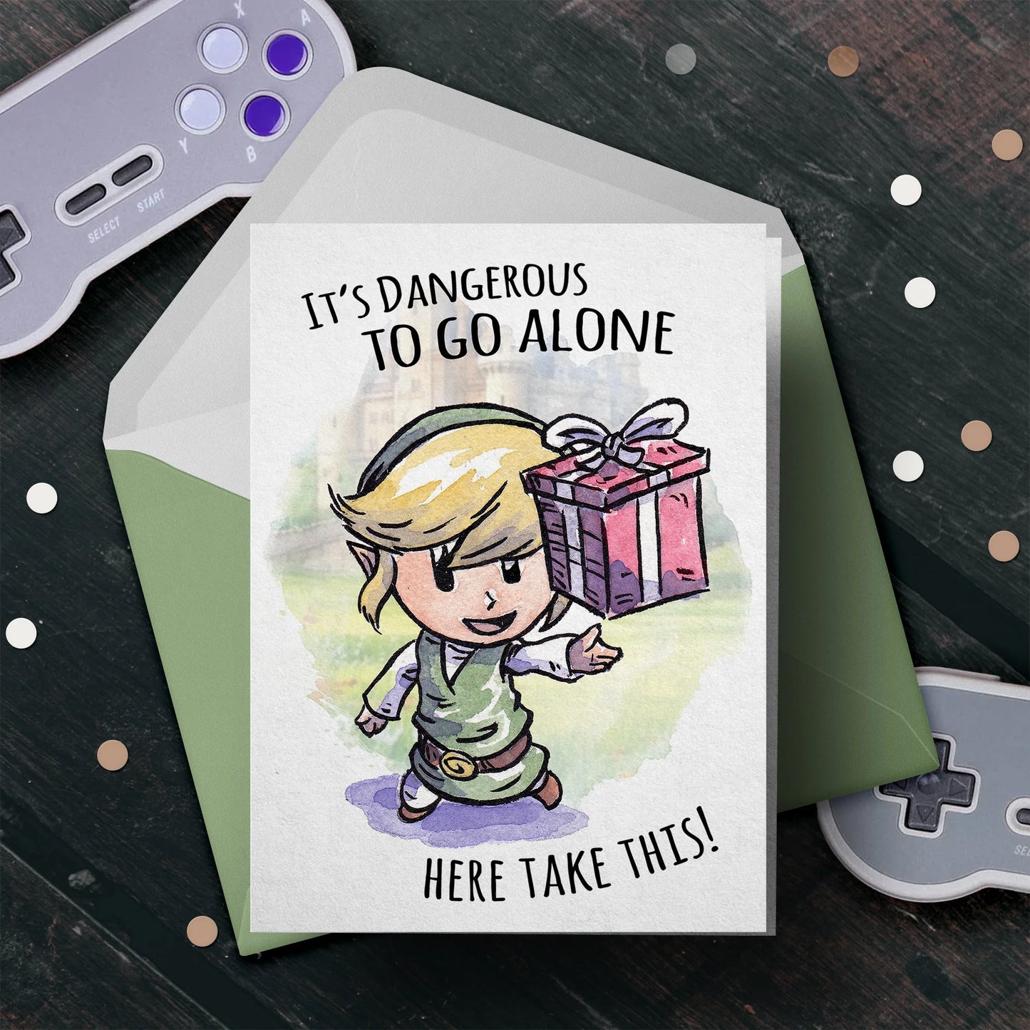 "Here Take This" - Fantasy Adventure Elf Gamer Birthday Card
