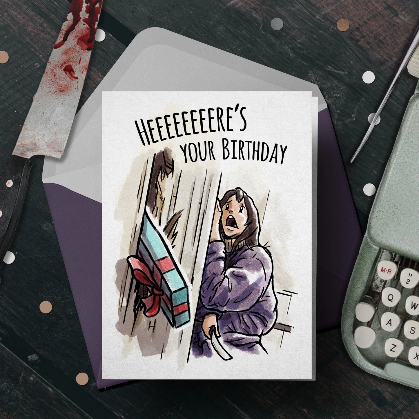 "Heeere's your Birthday" - The Shining, Horror, Halloween Card