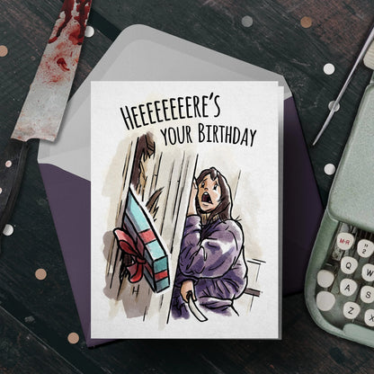 "Heeere's your Birthday" - The Shining, Horror, Halloween Card