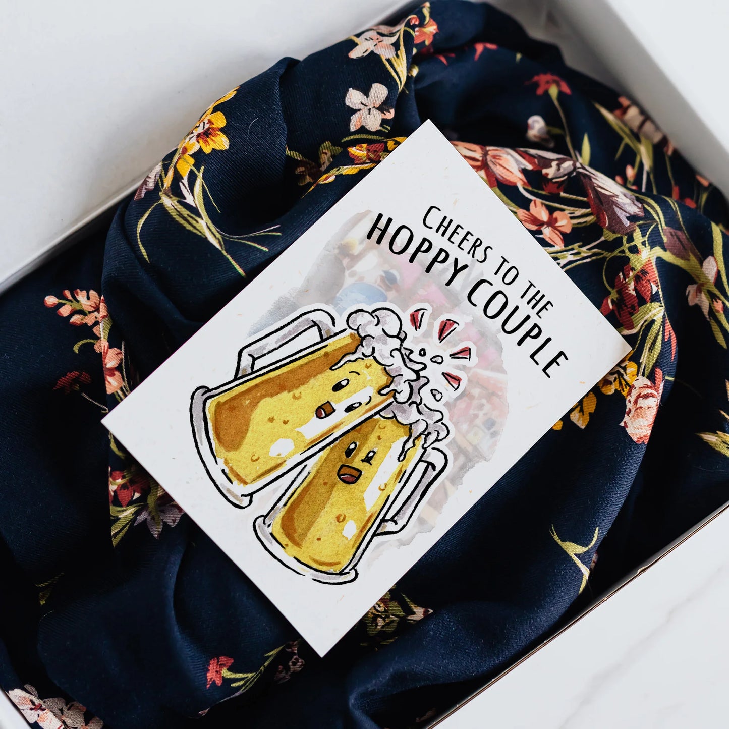 "Cheers to the Hoppy Couple" - Funny Beer Wedding Card