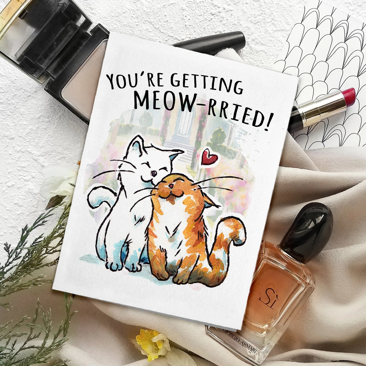 "Getting MEOW-rried" - Funny Cute Cat in Love Wedding Card
