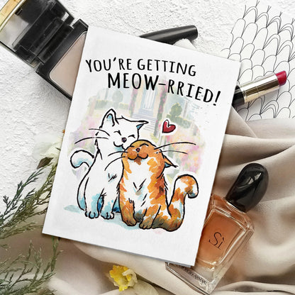 "Getting MEOW-rried" - Funny Cute Cat in Love Wedding Card