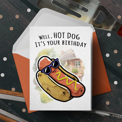 "Hot Dog, It’s Your Birathday!" Funny Hot Dog Summer Bday Card
