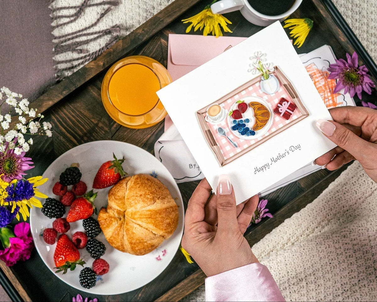 Quilled Mother's Day Breakfast in Bed Greeting Card