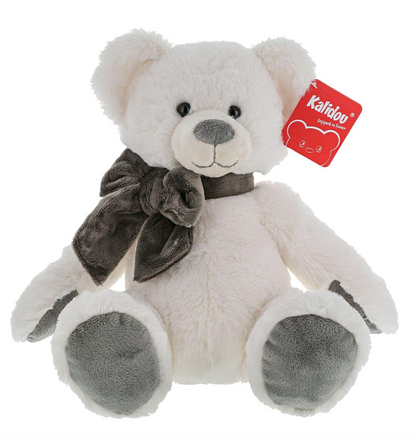 Kalidou White Teddy Bear Grey Bow