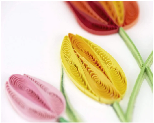 Quilled Colorful Tulips Greeting Card
