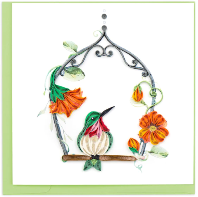 Quilled Hummingbird Swing Greeting Card