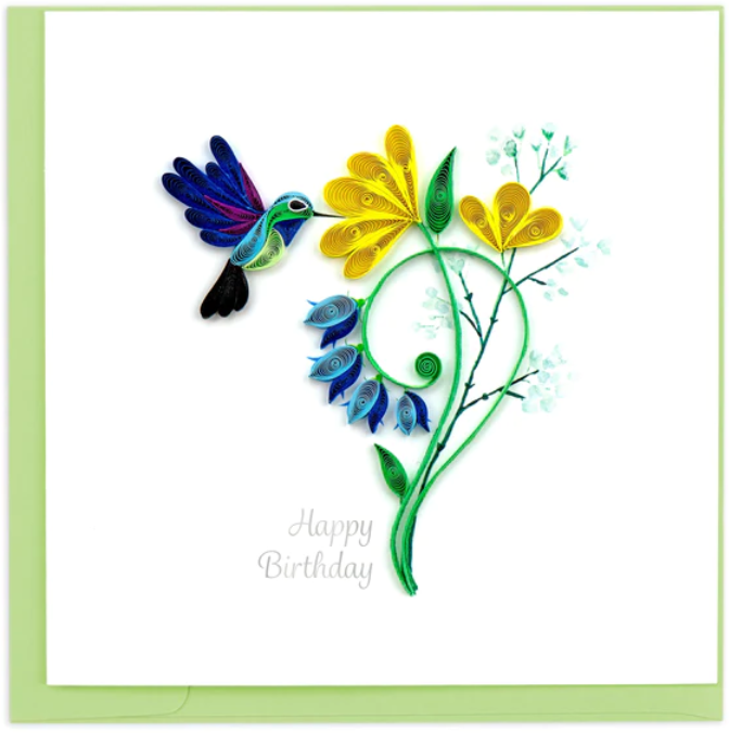 Quilled Birthday Hummingbird Greeting Card