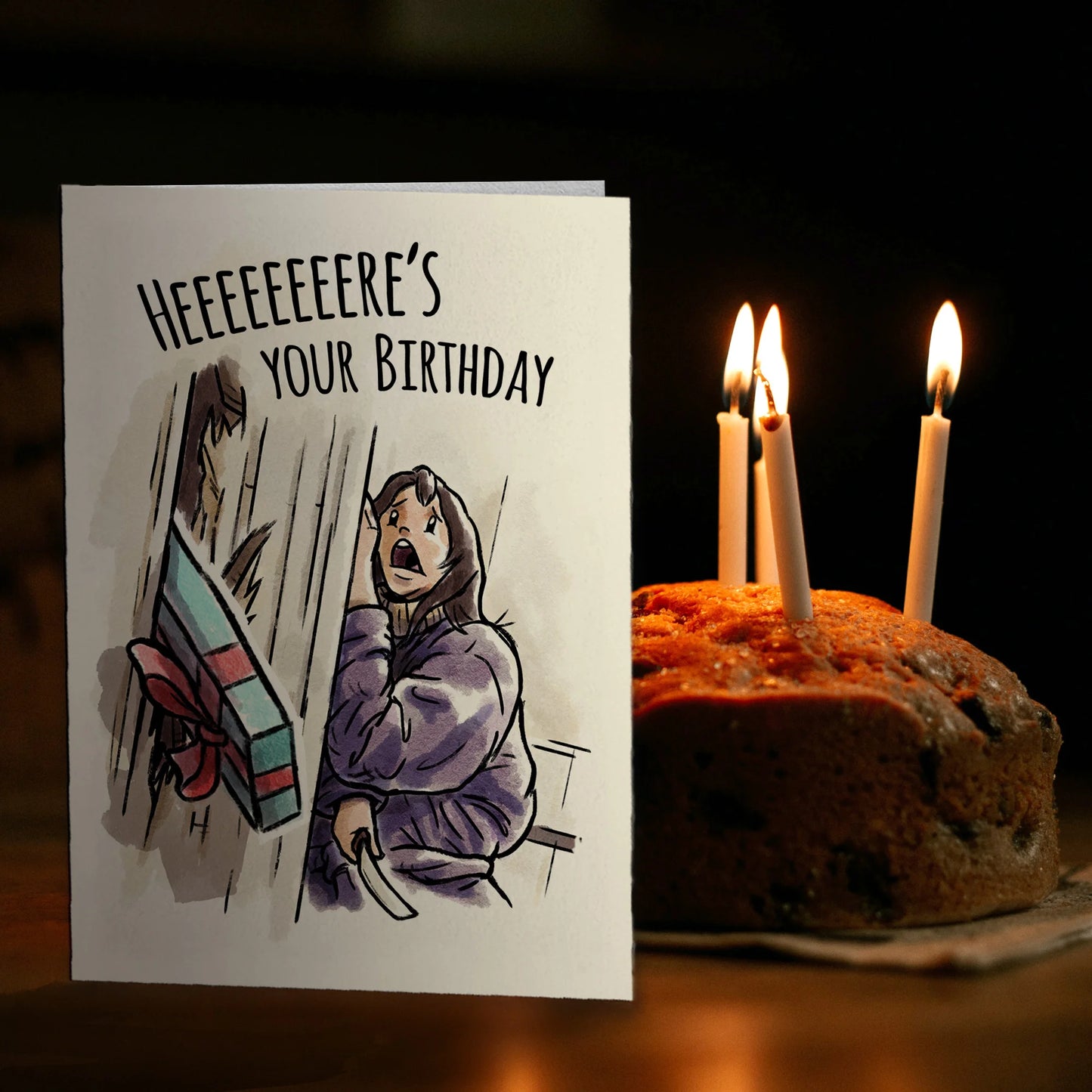 "Heeere's your Birthday" - The Shining, Horror, Halloween Card