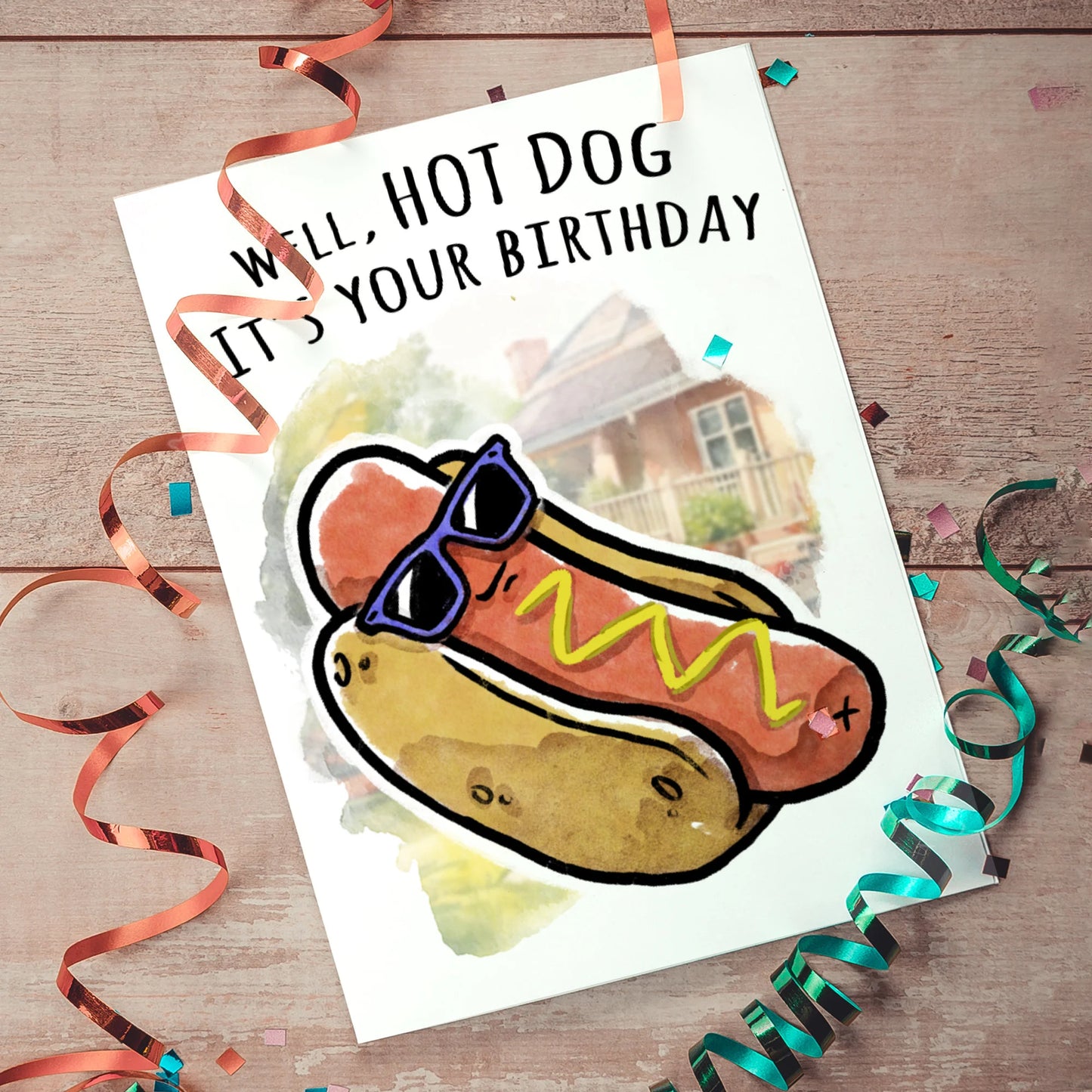 "Hot Dog, It’s Your Birathday!" Funny Hot Dog Summer Bday Card
