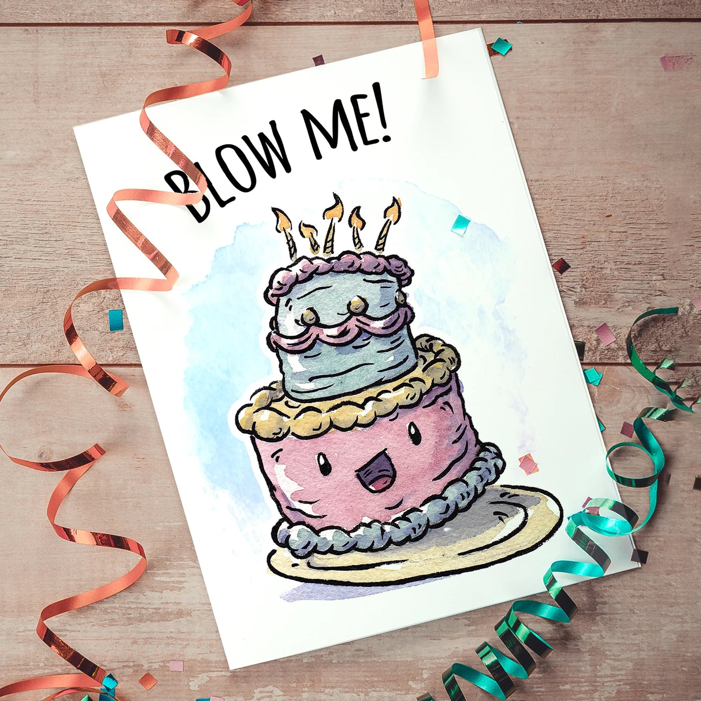 "Blow me!" - Cheeky Crude Birthday Cake Card