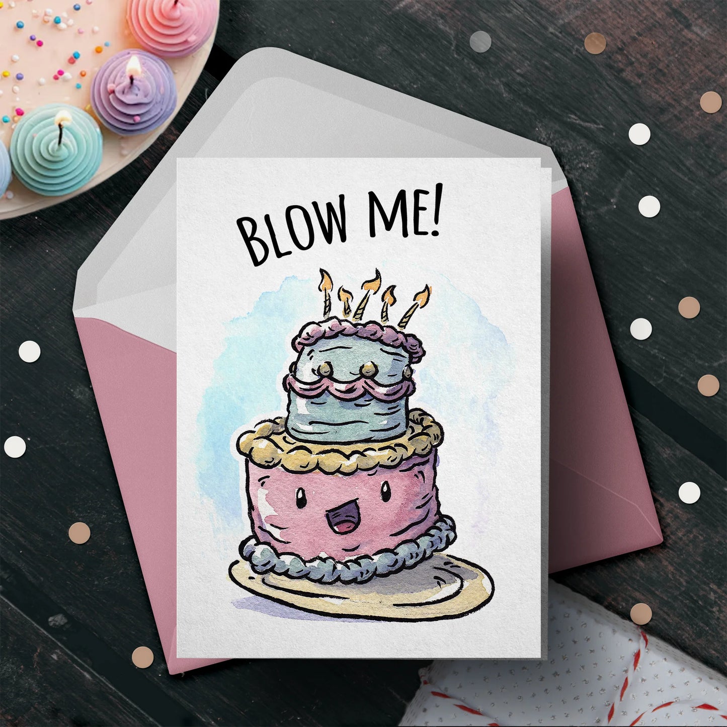 "Blow me!" - Cheeky Crude Birthday Cake Card