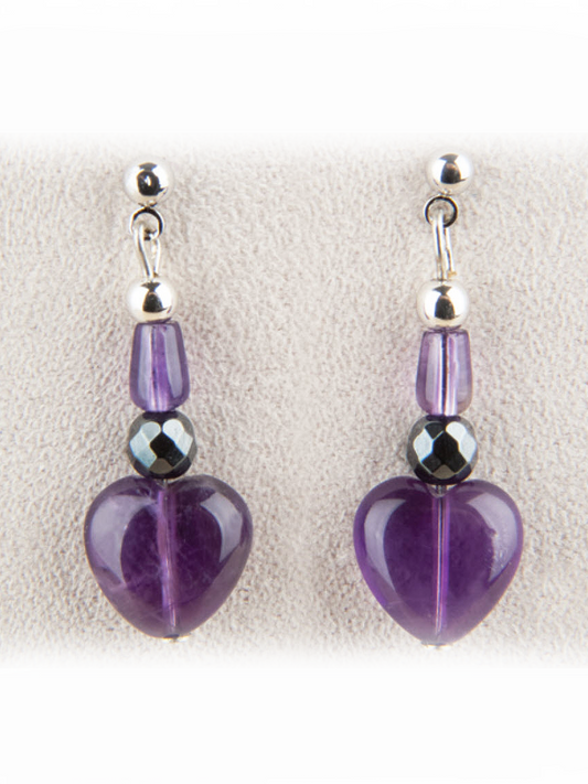 Amethyst Hearts Earrings