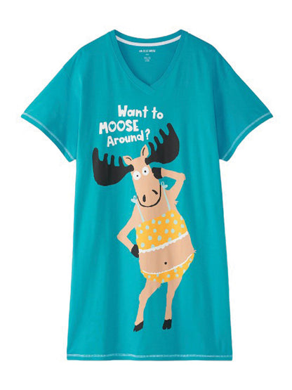 Want to Moose Around Ladies Sleepshirt