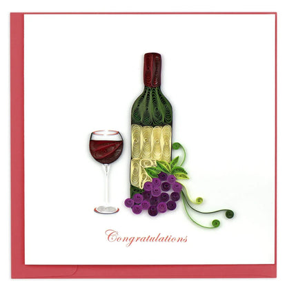 Quilled Wine Congrats Greeting Card