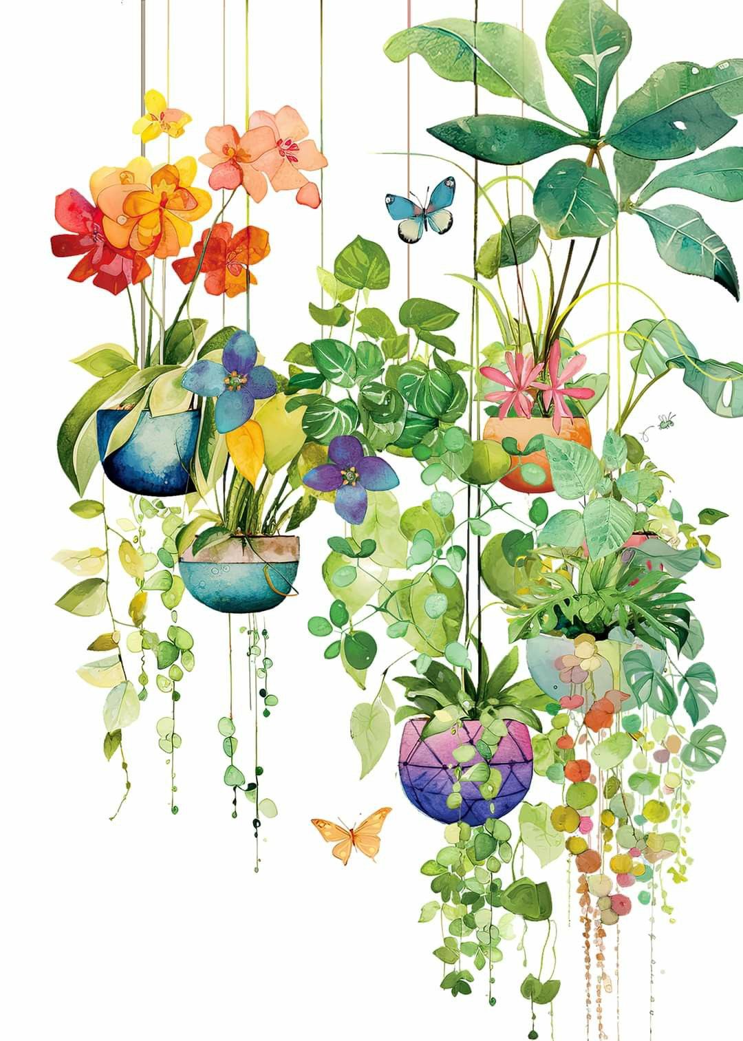 Bug Art Hanging Plants Card
