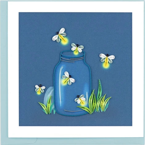 Quilled Fireflies in a Jar Greeting Card