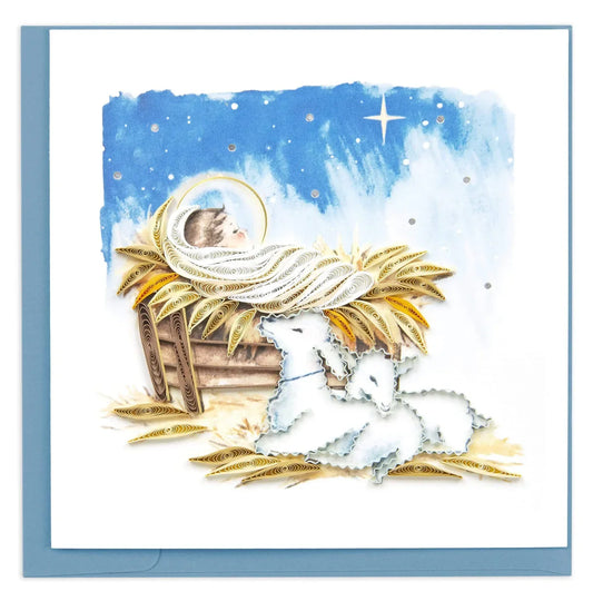 Quilled Baby Jesus in Manger Christmas Card