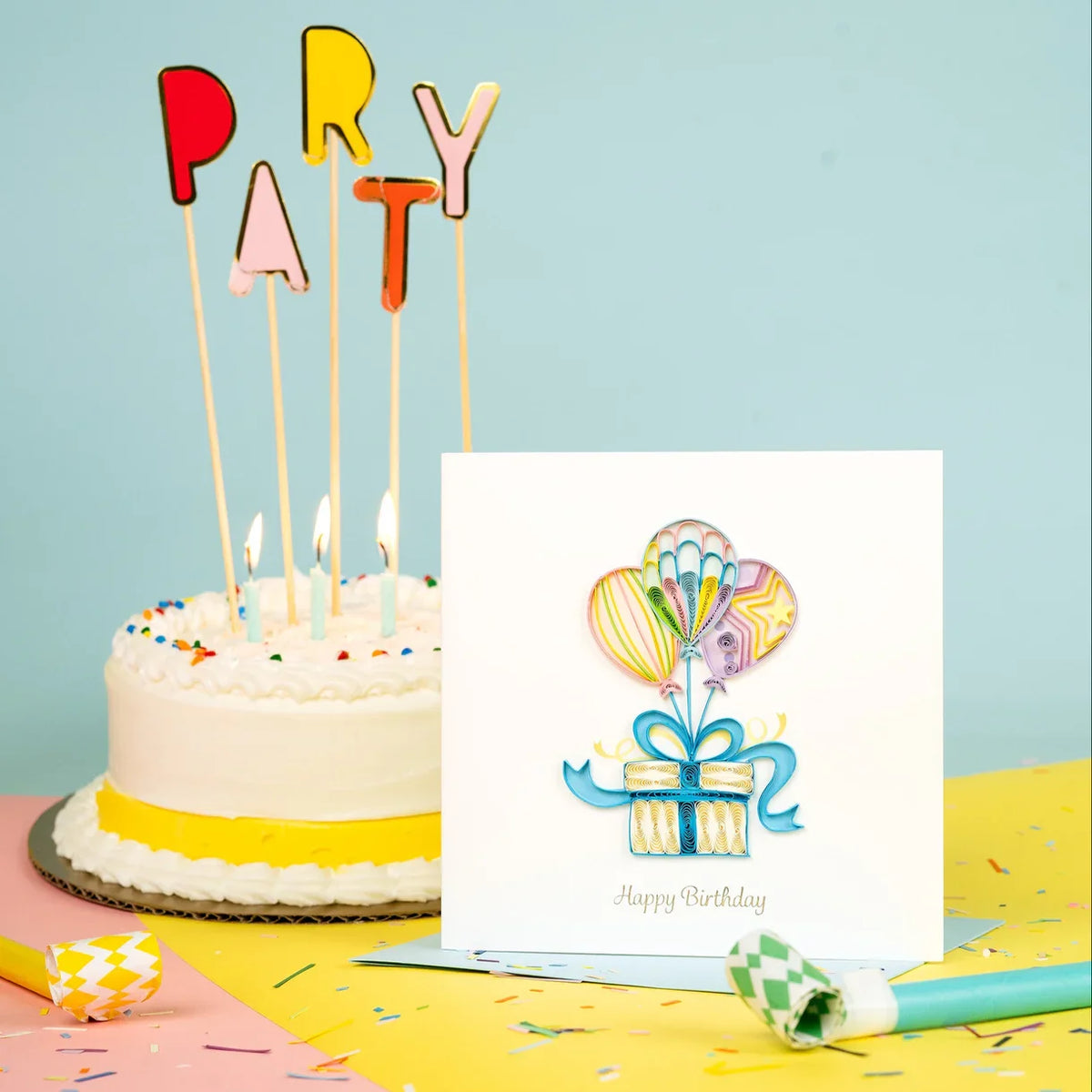 Quilled Balloon Surprise Birthday Card