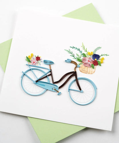Quilled Bicycle & Flower Basket Greeting Card