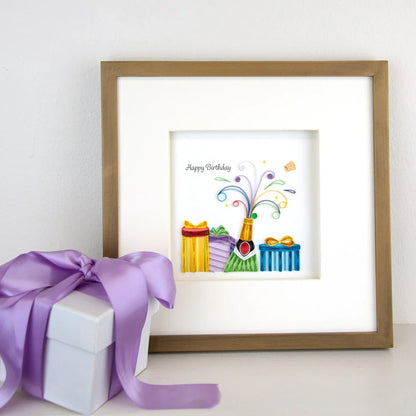 Quilled Birthday Champagne Greeting Card