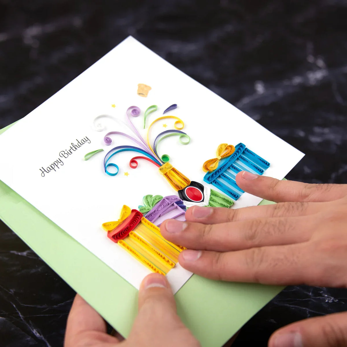 Quilled Birthday Champagne Greeting Card