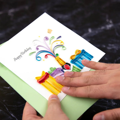 Quilled Birthday Champagne Greeting Card