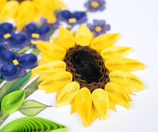 Quilled Birthday Sunflower Bouquet Greeting Card