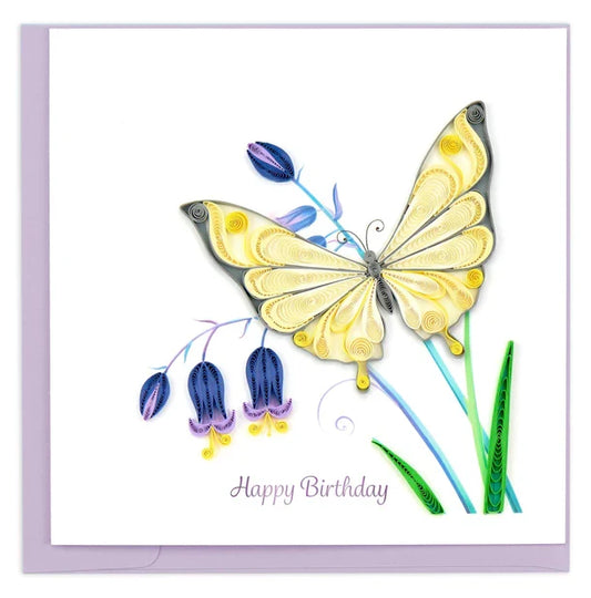 Quilled Butterfly & Bluebells Birthday Card
