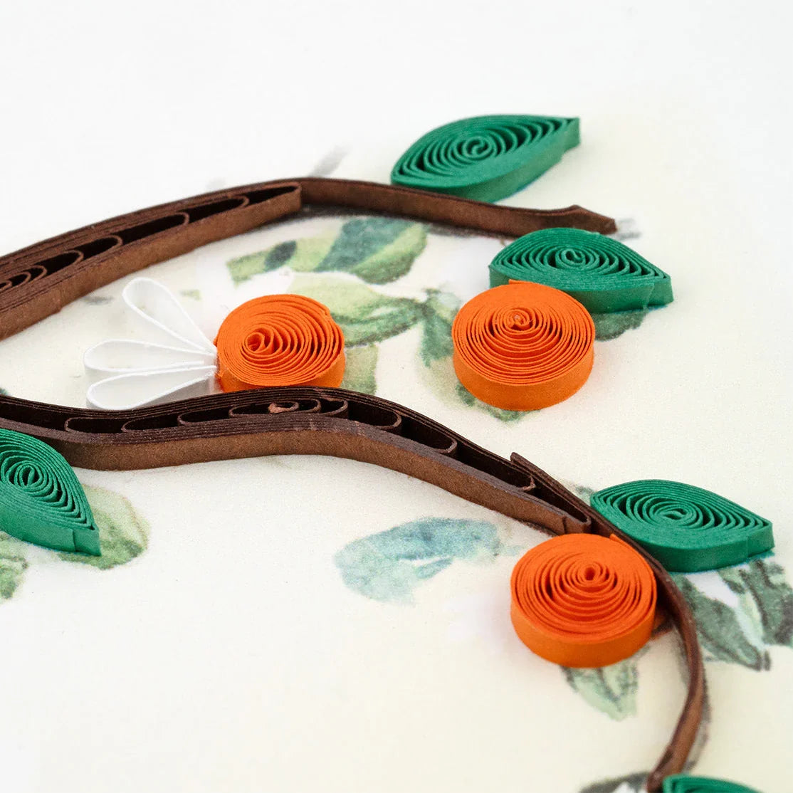 Quilled Cat & Orange Branch Greeting Card